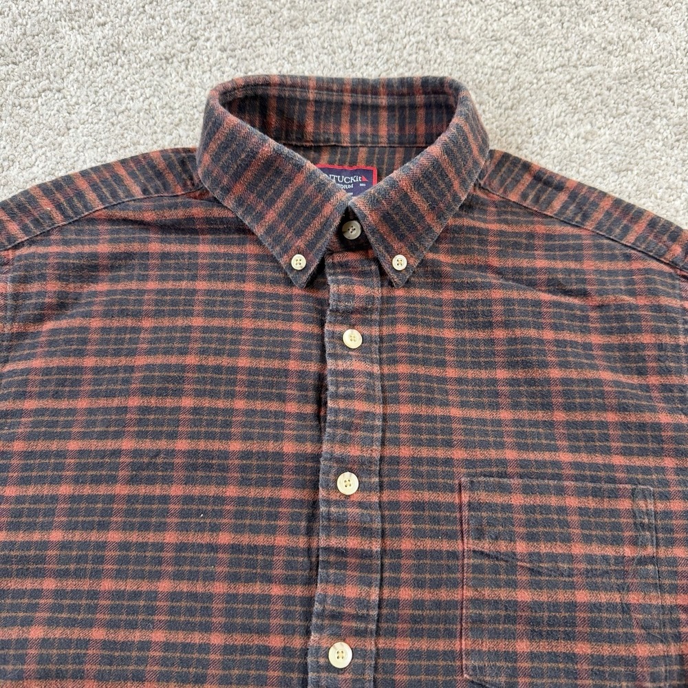 UNTUCKit Martino Button Down Shirt M Brown Plaid Soft Cotton Long Sleeve‎ Casual